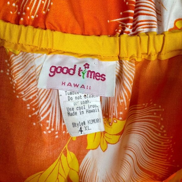 Vtg Good Times Made in Hawaii Tropical Muumuu Maxi Dress Orange Yellow 4XL - Picture 5 of 7
